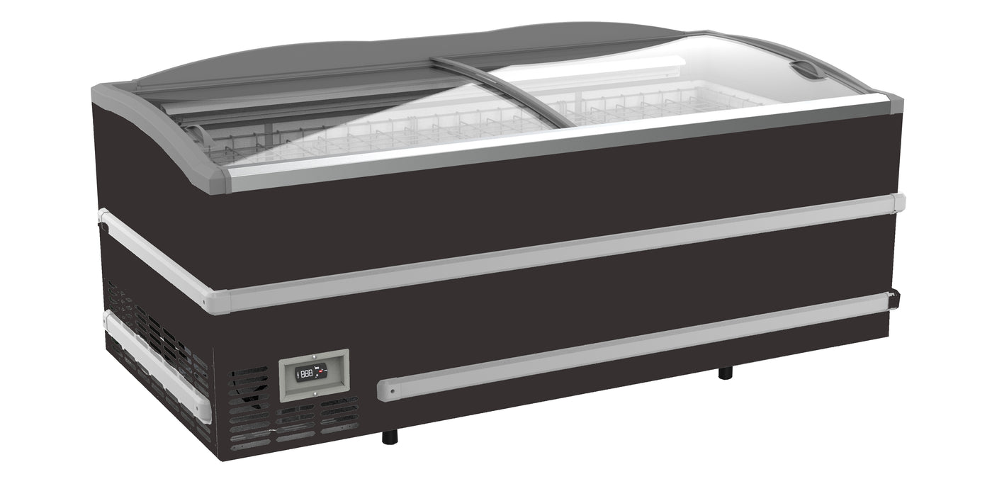 Combisteel black chest freezer with manual defrost and LED interior lighting