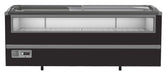Black Combisteel chest freezer with digital display panel, front facing