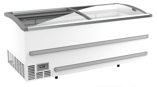 White Combisteel chest freezer with digital display and LED interior lighting