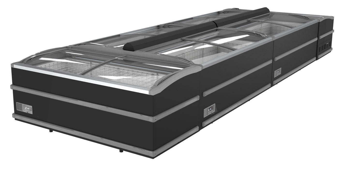 Black Combisteel chest freezer with LED lighting and digital display panel view 2