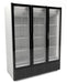 White three door commercial display fridge with glass doors and LED interior lighting