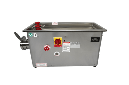 Stainless steel Combisteel meat mincer with fixed head and grinder plate attachment view 2
