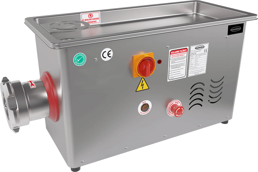 Stainless steel Combisteel meat mincer with fixed head and grinder plate attachment
