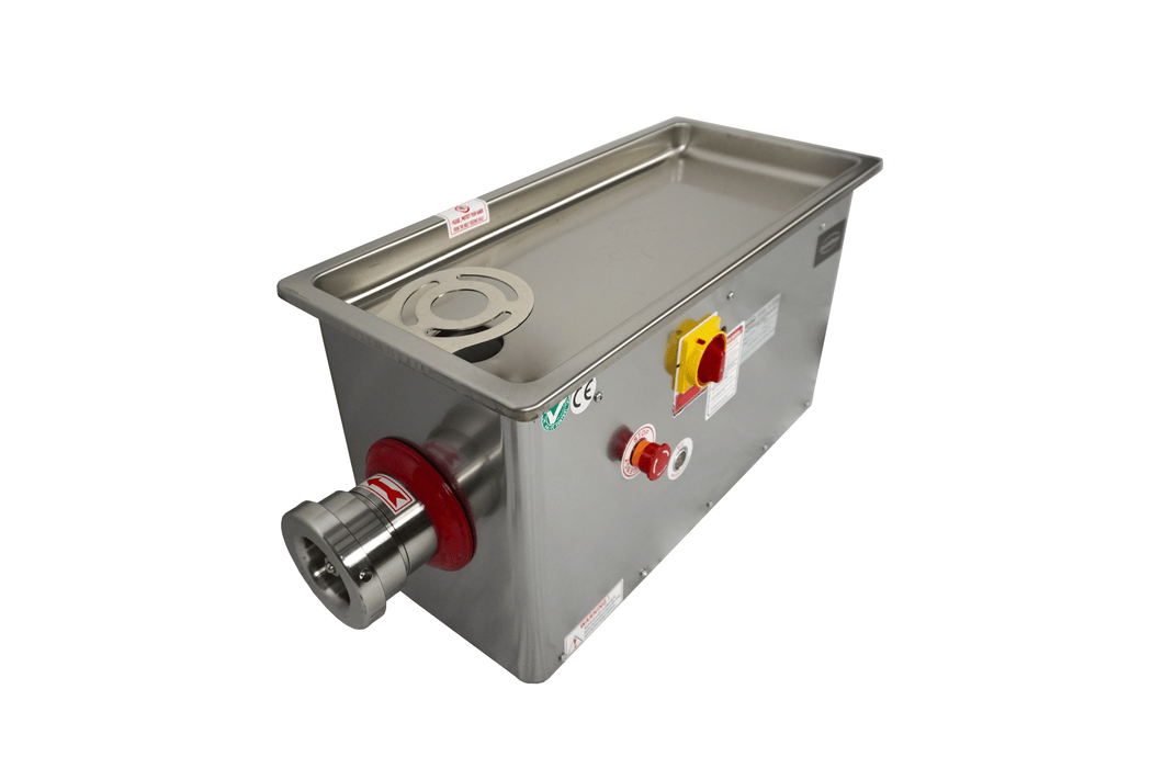 Stainless steel Combisteel meat mincer with fixed head and grinder plate attachment view 3
