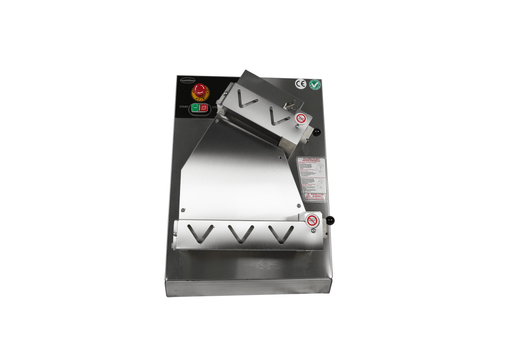 Stainless steel dough roller with 400mm roller length and knob control view 2