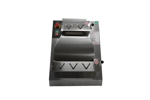 Stainless steel dough roller with 40cm straight roller, adjustable thickness control. view 2
