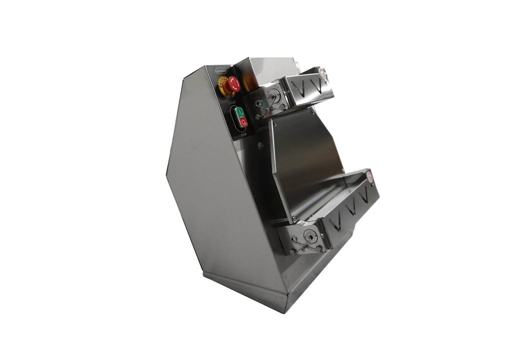 Stainless steel dough roller with 40cm straight roller, adjustable thickness control. view 3