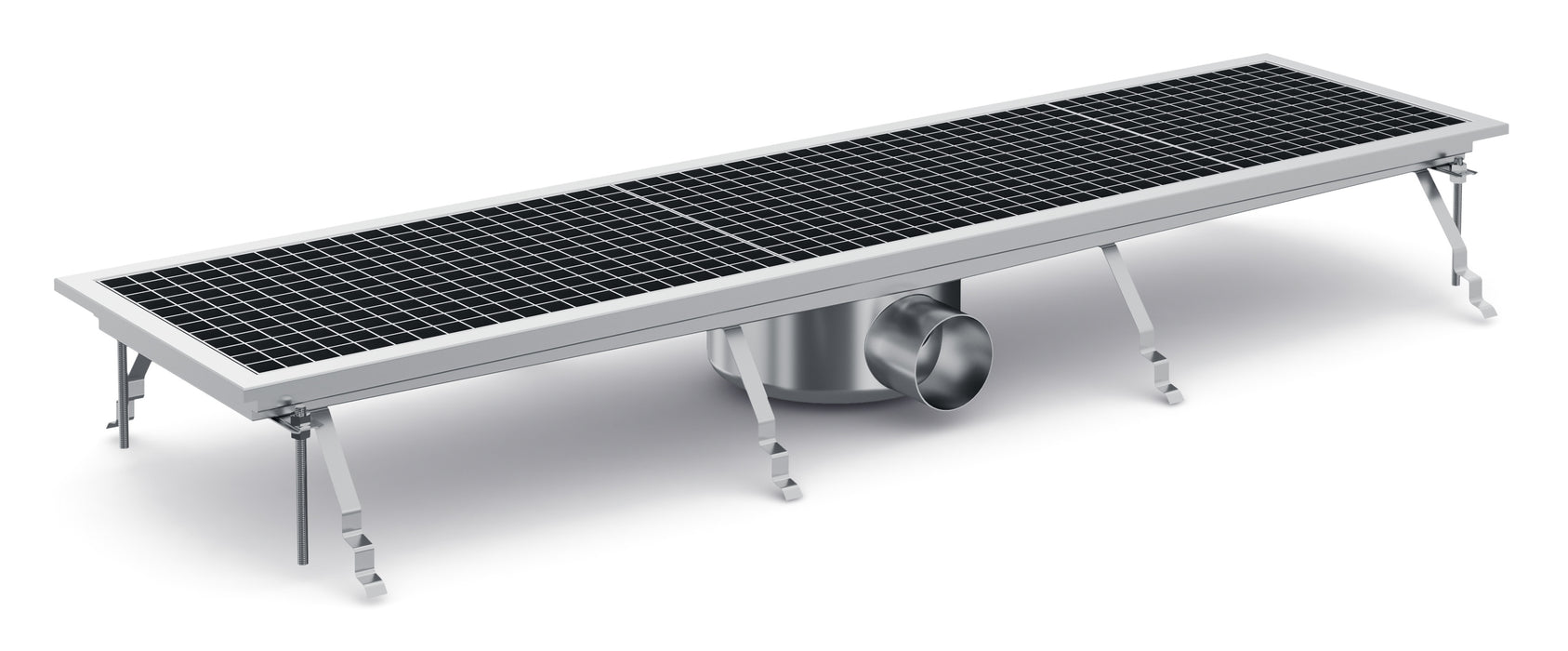 Stainless steel floor grid with drainage connection, 1181mm width