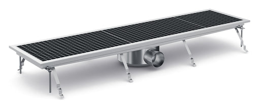 Stainless steel floor grid with drainage connection, 1181mm width