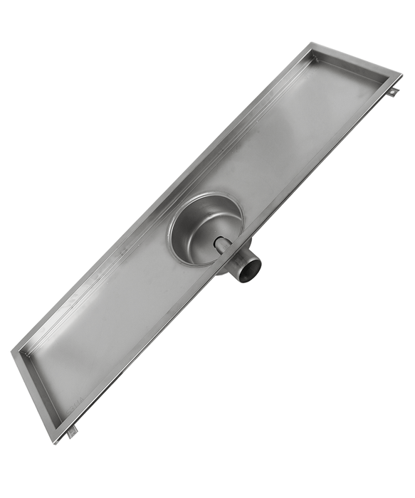 Stainless steel floor grid with drainage connection, 1181mm width view 2
