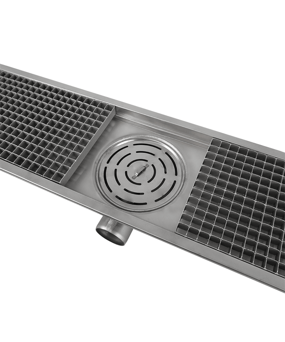 Stainless steel floor grid with drainage connection, 1181mm width view 4