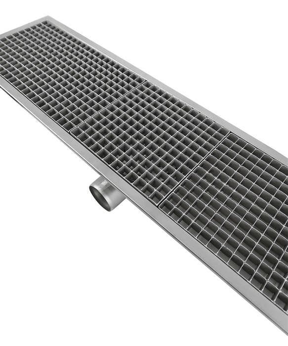 Stainless steel floor grid with drainage connection, 1181mm width view 5