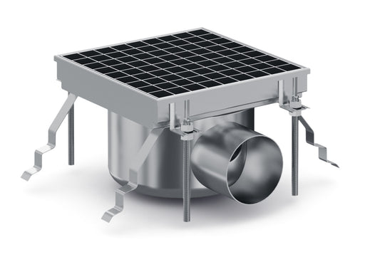Combisteel GRID 200 stainless steel floor grid, 200x200mm with 75mm drainage connection