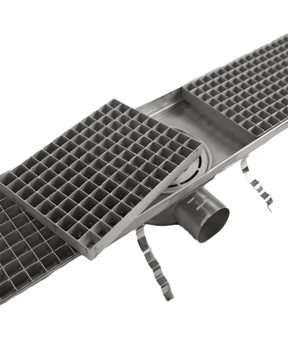 Stainless steel floor grid with drainage connection, 1144mm wide view 6