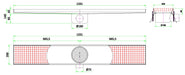 Stainless steel floor grid with drainage connection, 1331mm width view 2
