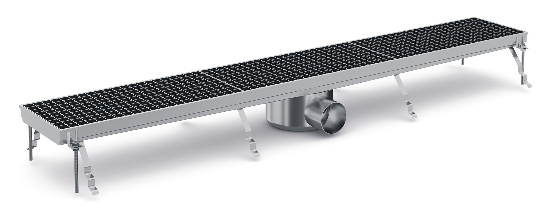 Stainless steel floor grid with drainage connection, 1331mm width