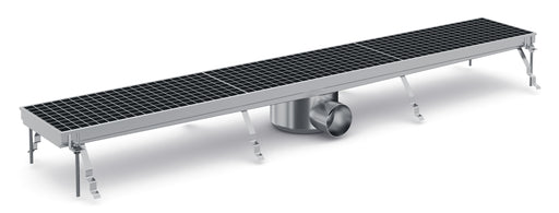 Stainless steel floor grid with drainage connection, 1331mm width