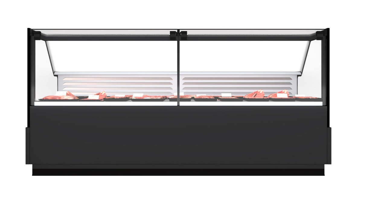 Combisteel freestanding refrigerated meat display case with plate cooling rick view 2
