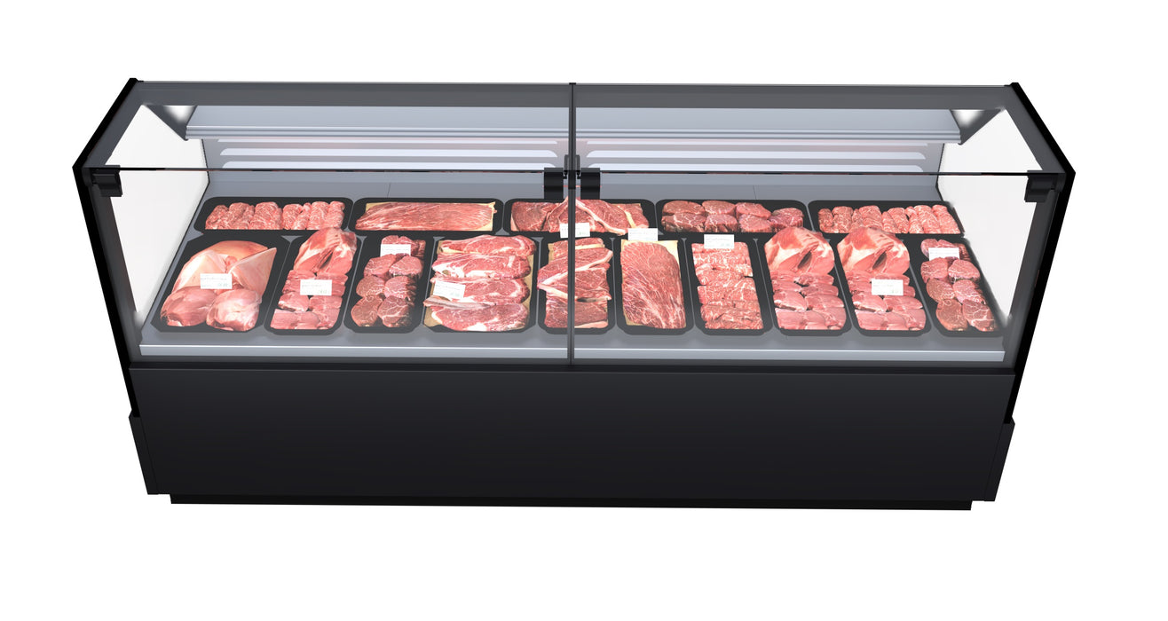 Combisteel freestanding refrigerated meat display case with plate cooling rick view 3