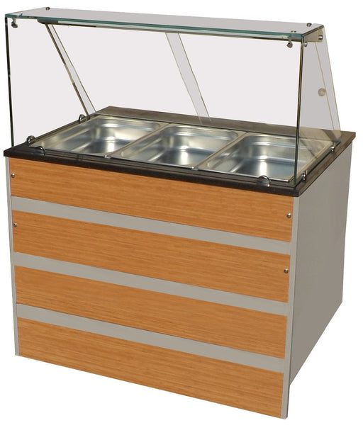 Combisteel brown hot buffet display with three GN pan capacity and LED lighting