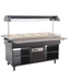 Mahogany stainless steel hot buffet display with LED lighting and four GN container wells