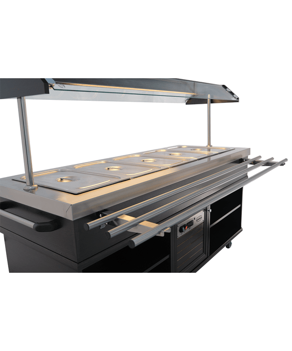 Mahogany refrigerated buffet display case with LED lighting and five GN container capacity view 3