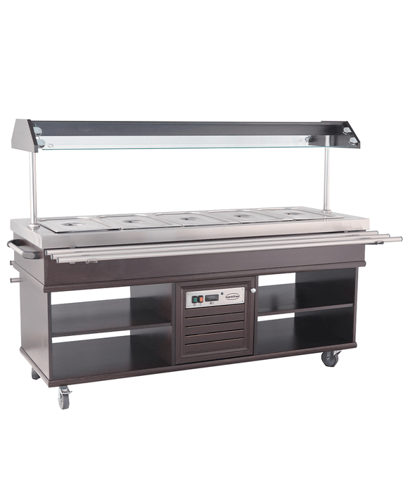 Mahogany refrigerated buffet display case with LED lighting and five GN container capacity view 5