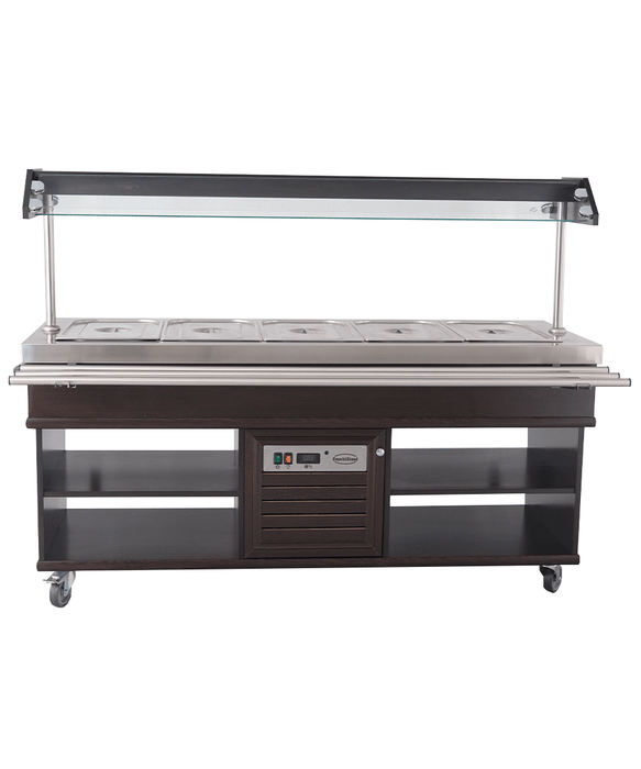Mahogany refrigerated buffet display case with LED lighting and five GN container capacity view 7