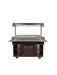 Stainless steel refrigerated buffet display case with three GN 1/1 wells and LED lighting view 2
