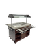 Stainless steel hot buffet display case with mahogany trim and LED lighting view 3