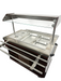 Stainless steel refrigerated buffet display case with three GN 1/1 wells and LED lighting view 4