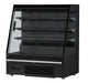 Black wall-mounted two-door display fridge with LED lighting and digital temperature control