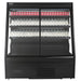 Black wall-mounted two-door display fridge with LED lighting and digital temperature control view 3