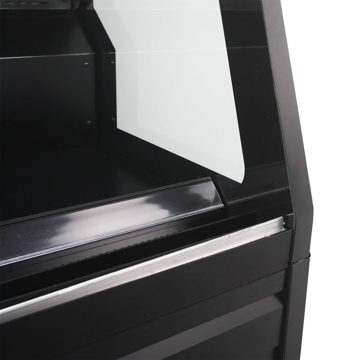 Combisteel wall-mounted three-door glass display fridge with LED lighting and digital temperature control view 5