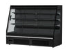 Combisteel wall-mounted three-door glass display fridge with LED lighting and digital temperature control