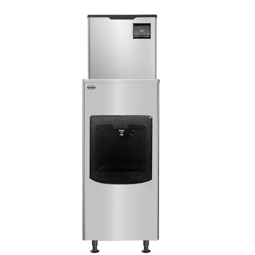 Stainless steel freestanding ice maker, 560mm wide, 1923mm tall