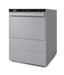 Compact stainless steel commercial glasswasher with manual controls and loading door