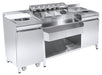 Stainless steel cocktail bar station with integrated sink and glass rinser unit
