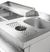 Stainless steel refrigerated cocktail bar station with integrated sink and storage drawers view 3