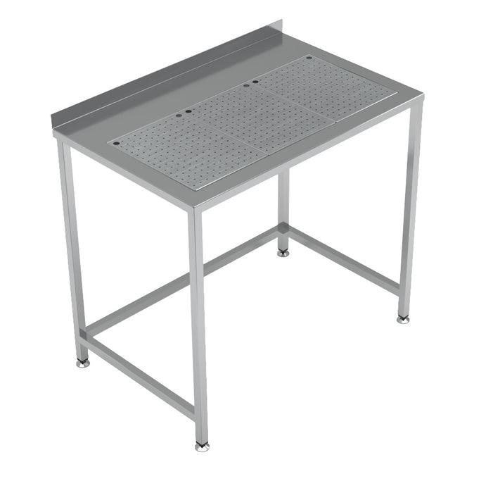 Stainless steel worktable with integrated drip-tray, 1000mm wide, 900mm high