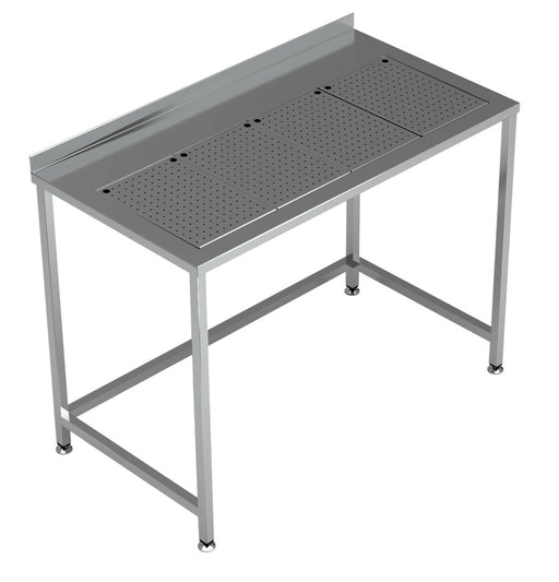 Stainless steel worktable with integrated drip-tray, 1200mm wide by 650mm deep
