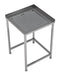 Stainless steel corner worktable with integrated drip tray, 650mm square