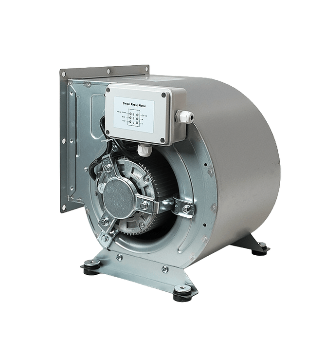 Combisteel separate extraction fan with 250mm exhaust outlet, compact metal housing view 4