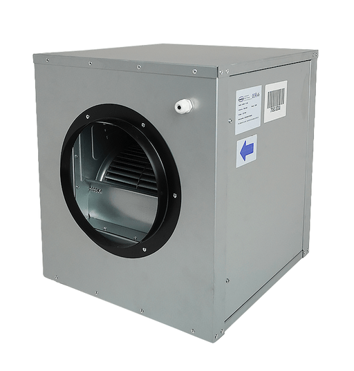 Compact metal ventilation box fan with 250mm exhaust duct connection