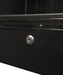 Black upright glass door display fridge with LED lighting and five shelves view 7