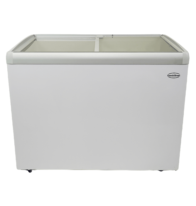 White Combisteel LOTTE 336L chest freezer with curved glass lid and two internal baskets view 5