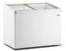White Combisteel LOTTE 336L chest freezer with curved glass lid and two internal baskets