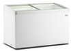 White Combisteel LOTTE-396 chest freezer with glass sliding lid and LED interior lighting