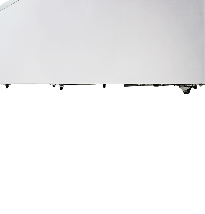 White Combisteel chest freezer with curved glass lid and three internal baskets view 7