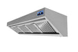 Stainless steel wall-mounted slanted extractor hood with LED lighting and filters view 3